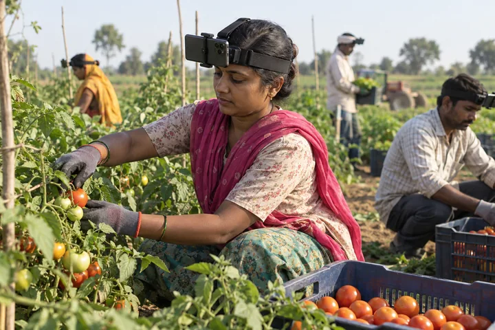 Agriculture task being recorded with a head-mounted camera