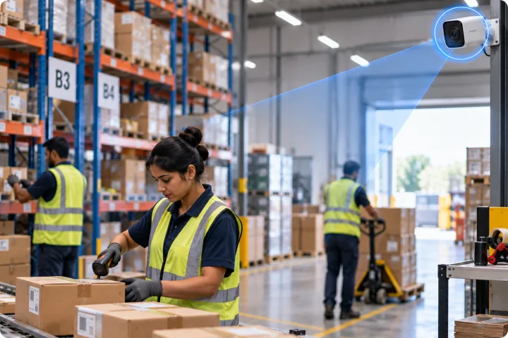 Warehouses & Logistics task recorded with external cameras